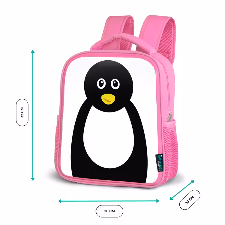 Kinderrugzak - Roze - Dierenportret - Pinguïn - kinderen — 3
