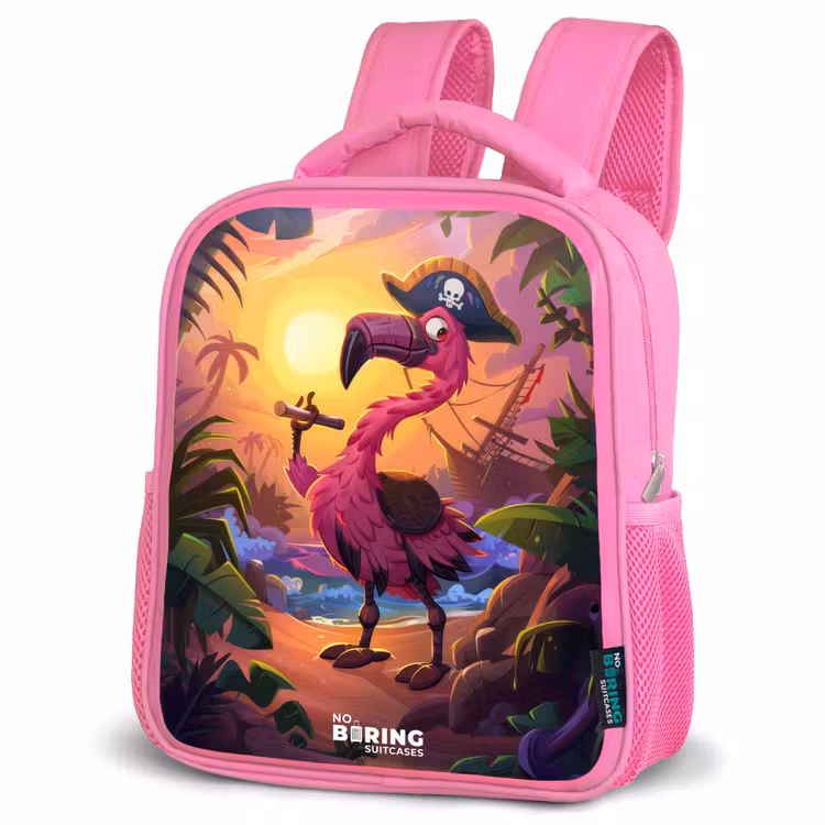 Kinderrugzak - Roze - Piraten flamingo op een tropisch pad — 6