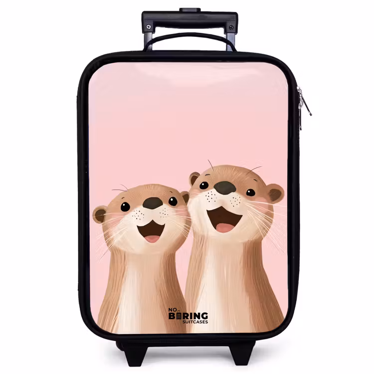 Kinderkoffer - Otters - Lachen - Roze - Illustratie — 1