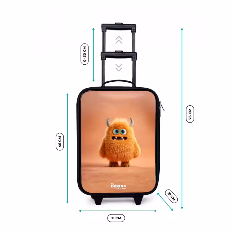 Kinderkoffer - Oranje Pluizig Monster met Hoorns — 6