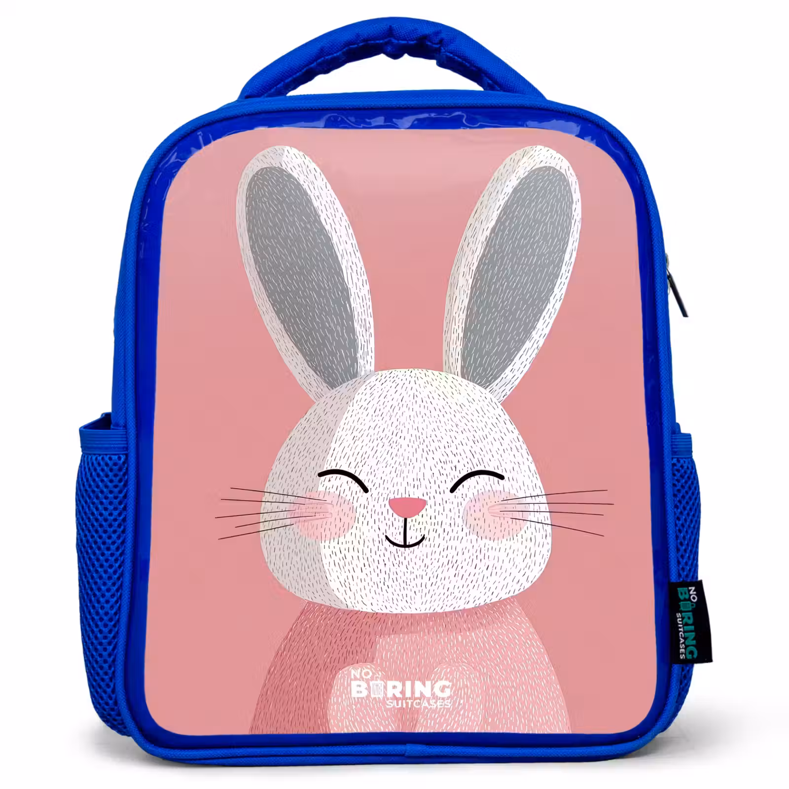 Kinderrugzak - Blauw - Roze - Konijn - Glimlach - Illustratie — 1