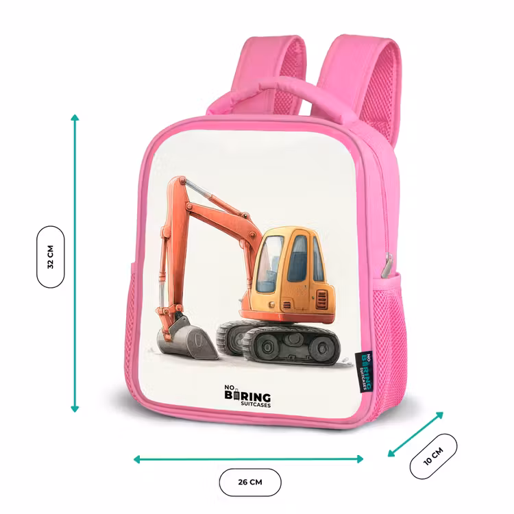 Kinderrugzak - Roze - Graafmachine - Getekend - Oranje — 3