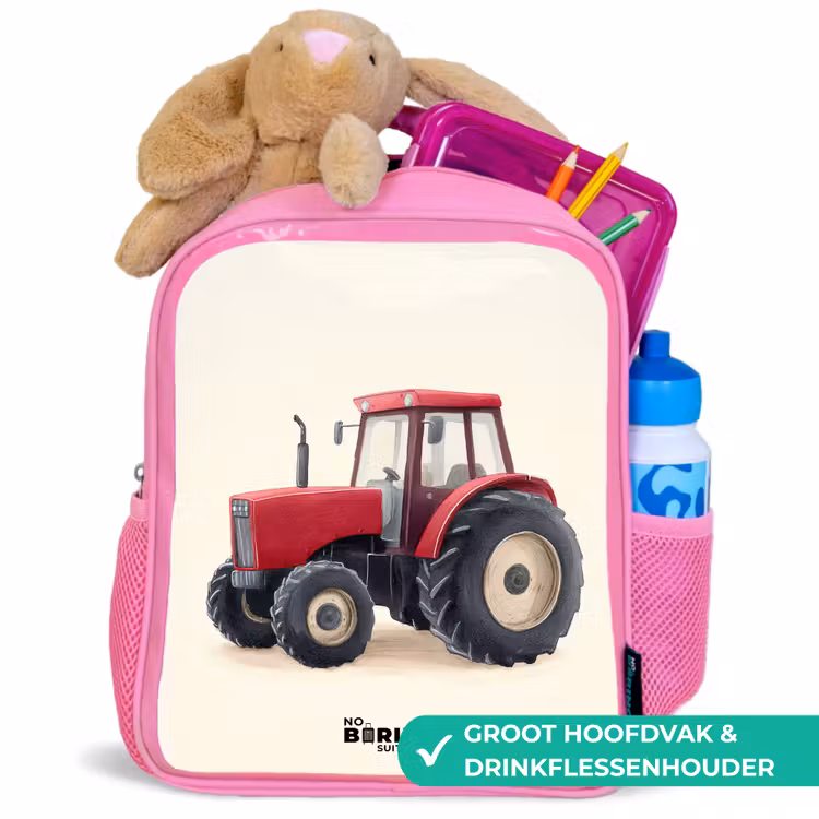 Kinderrugzak - Roze - Tractor - Getekend - Rood — 2
