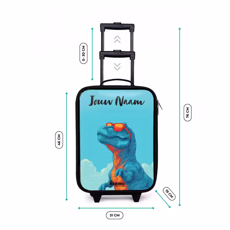 Kinderkoffer met naam - Zwart - Dino - Zonnebril - Blauw — 6