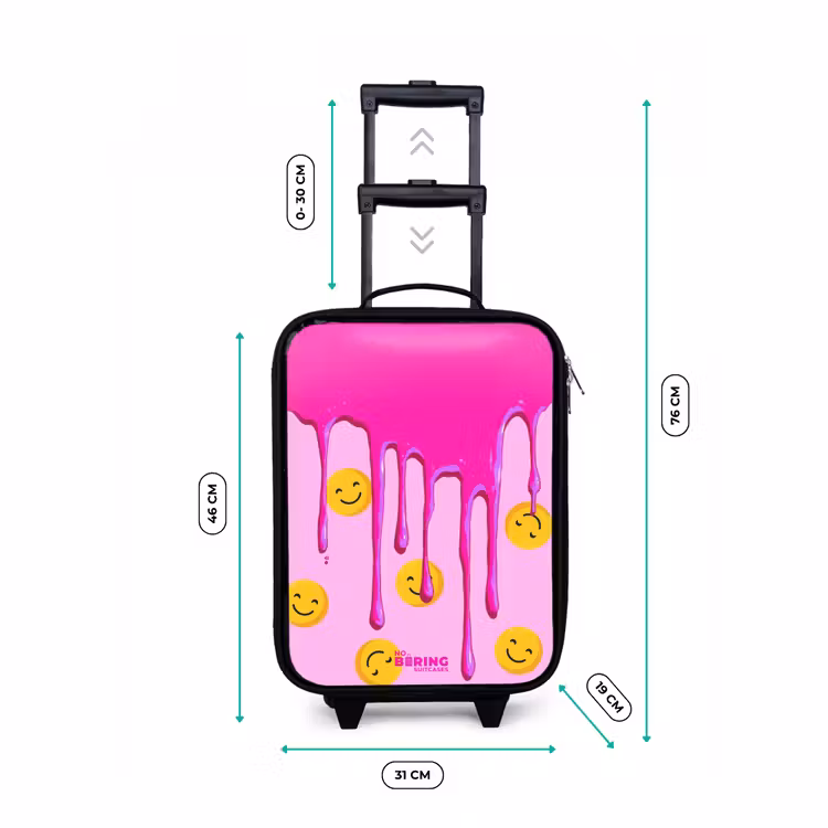 Kinderkoffer met naam - Zwart - Verf - Smiley - Roze — 6