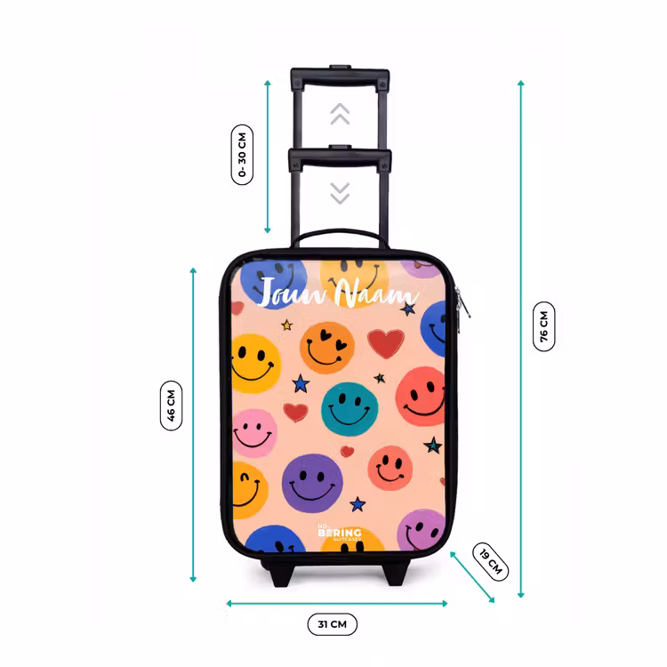 Kinderkoffer met naam - Zwart - Vrolijk Smiley-patroon — 6