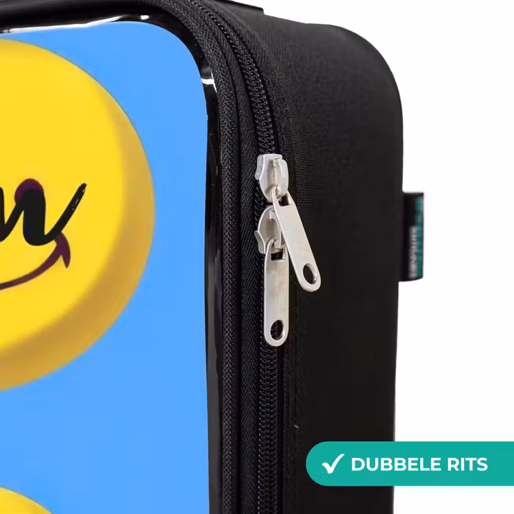 Kinderkoffer met naam - Zwart - Vrolijke smileyregen — 5