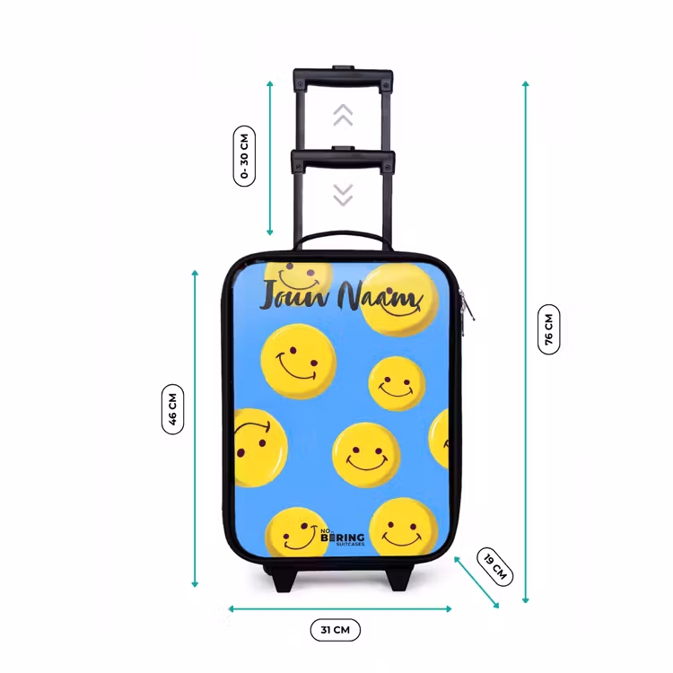 Kinderkoffer met naam - Zwart - Vrolijke smileyregen — 6