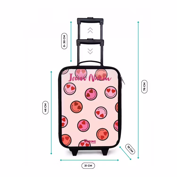 Kinderkoffer met naam - Zwart - Hartje - Smiley - Patroon — 6