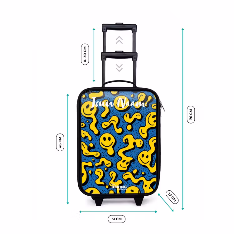 Kinderkoffer met naam - Zwart - Smiley - Geel - Blauw — 6