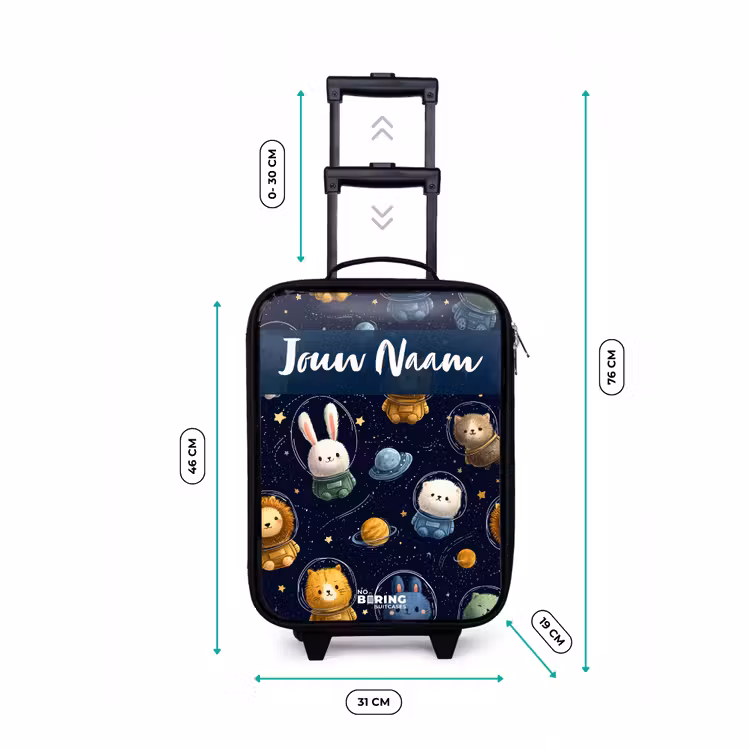 Kinderkoffer met naam - Zwart - Dieren - Astronaut - Planeten - Sterren — 6