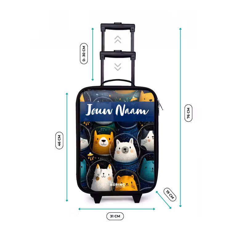 Kinderkoffer met naam - Zwart - Dieren - Sterren - Planeten - Astronaut — 6