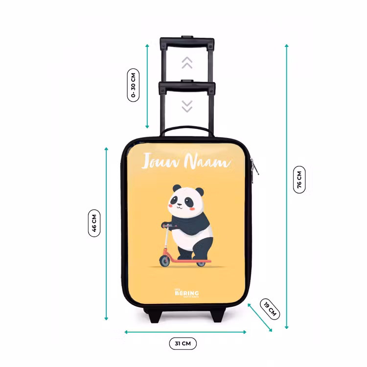 Kinderkoffer met naam - Zwart - Panda - Step - Geel — 6