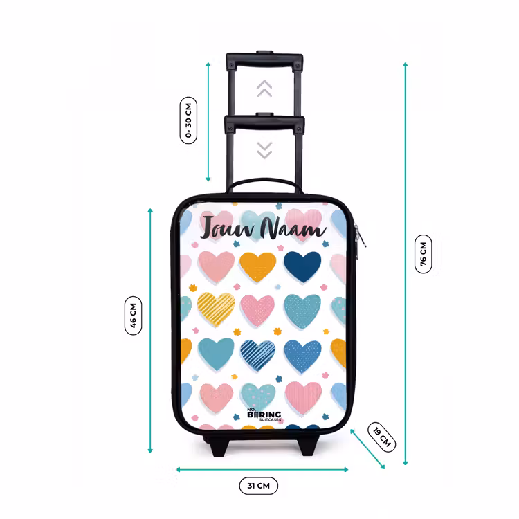 Kinderkoffer met naam - Zwart - Hartjes - Pastel - Patroon — 6