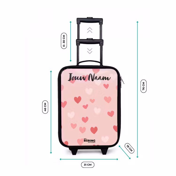 Kinderkoffer met naam - Zwart - Hartjes - Patroon - Roze — 6