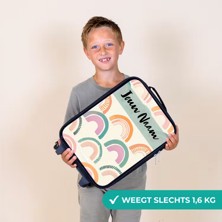 Kinderkoffer met naam - Zwart - Regenboog - Pastel - Patroon — 2