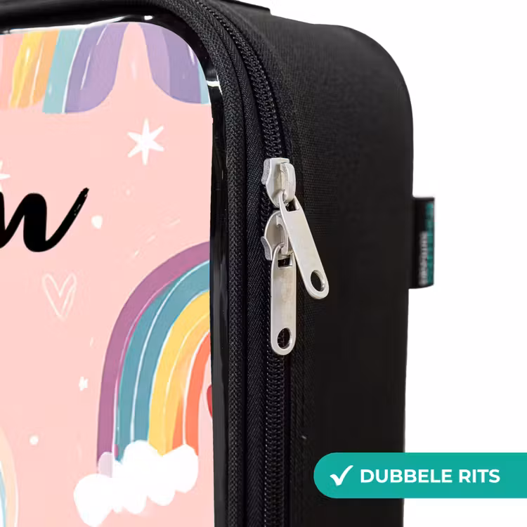 Kinderkoffer met naam - Zwart - Regenboog - Patroon - Pastel — 5