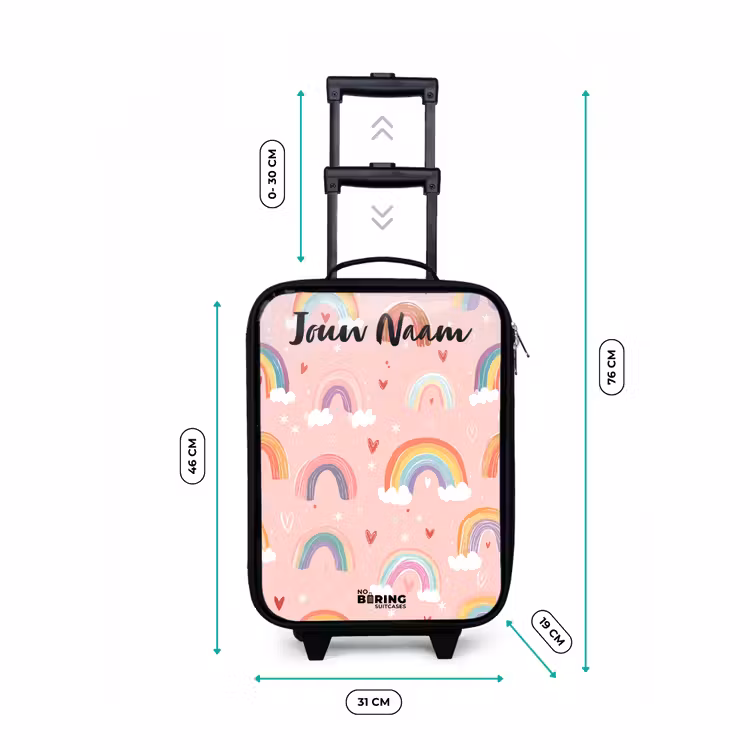 Kinderkoffer met naam - Zwart - Regenboog - Patroon - Pastel — 6