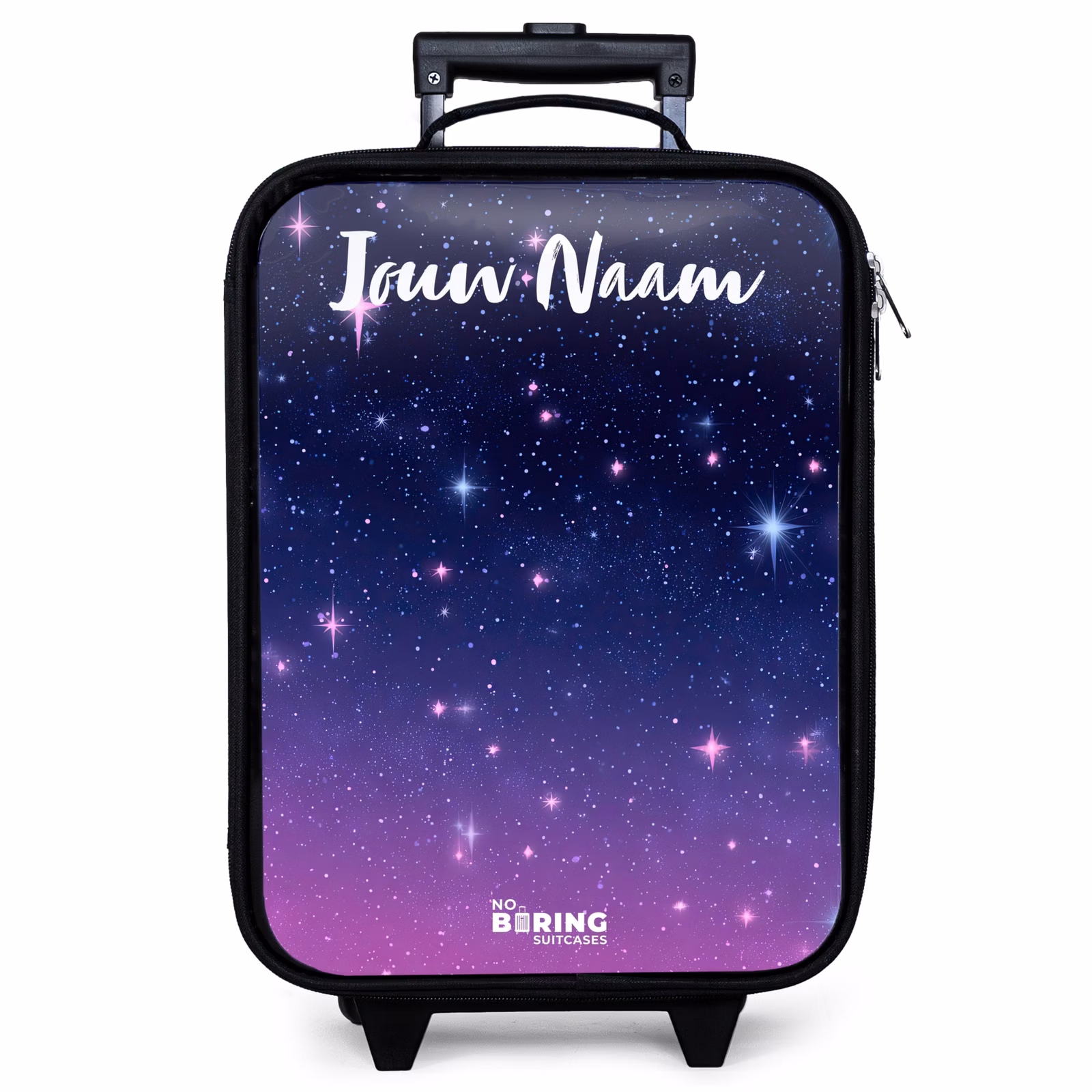Kinderkoffer met naam - Zwart - Sterren - Galaxy - Blauw - Roze — 1