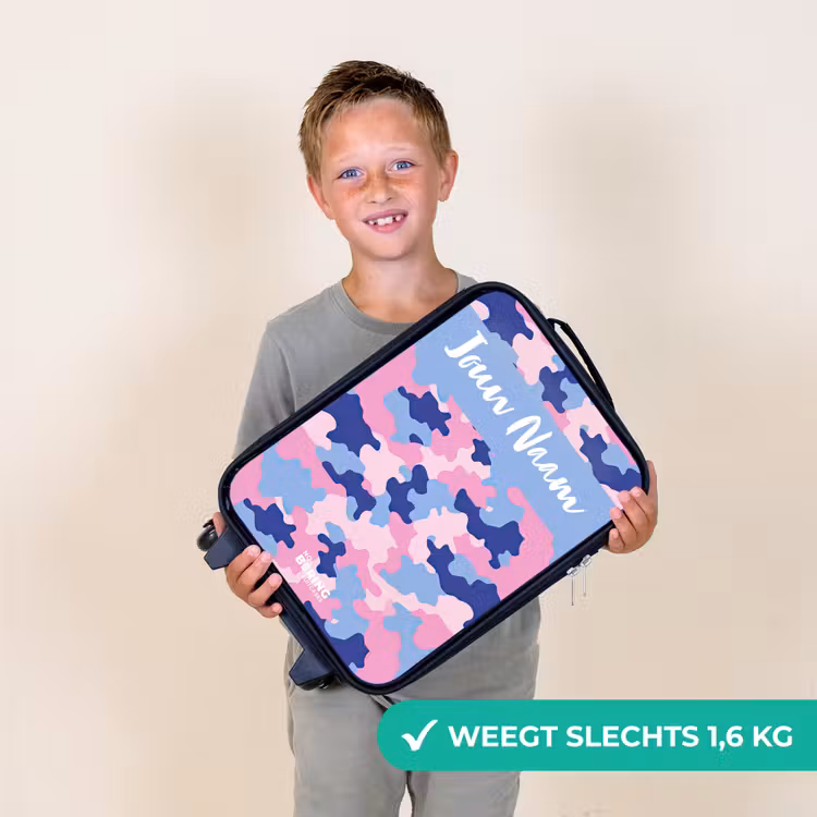 Kinderkoffer met naam - Zwart - Camouflage - Roze - Blauw — 2
