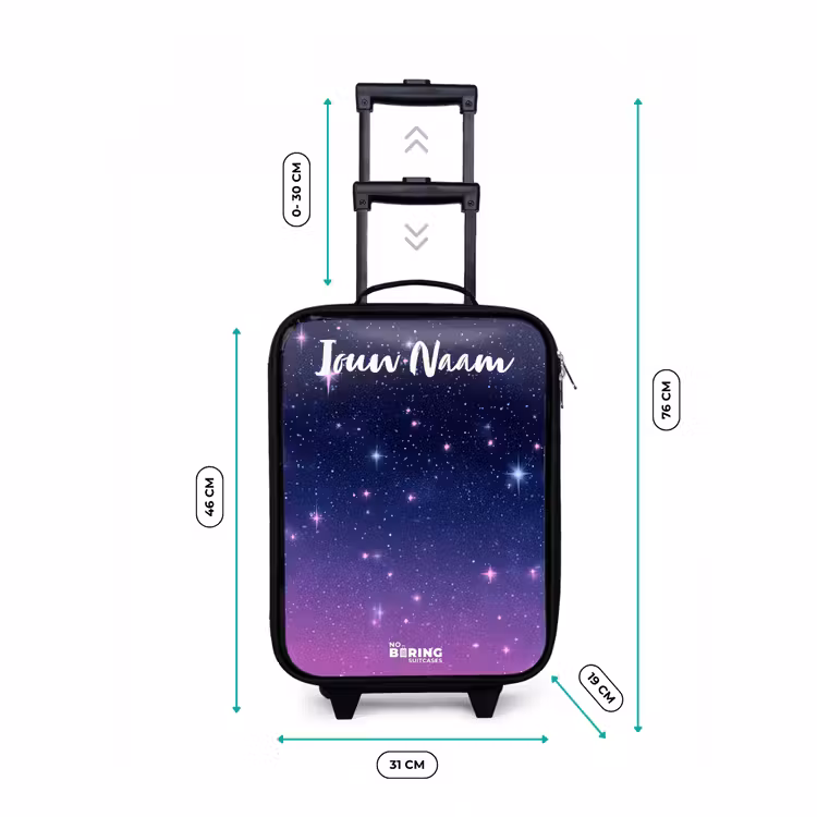 Kinderkoffer met naam - Zwart - Sterren - Galaxy - Blauw - Roze — 6