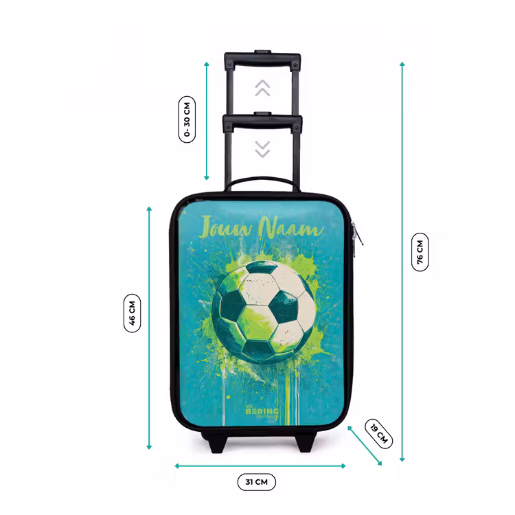 Kinderkoffer met naam - Zwart - Voetbalvibes - Verfspatten - Groen - Blauw — 6