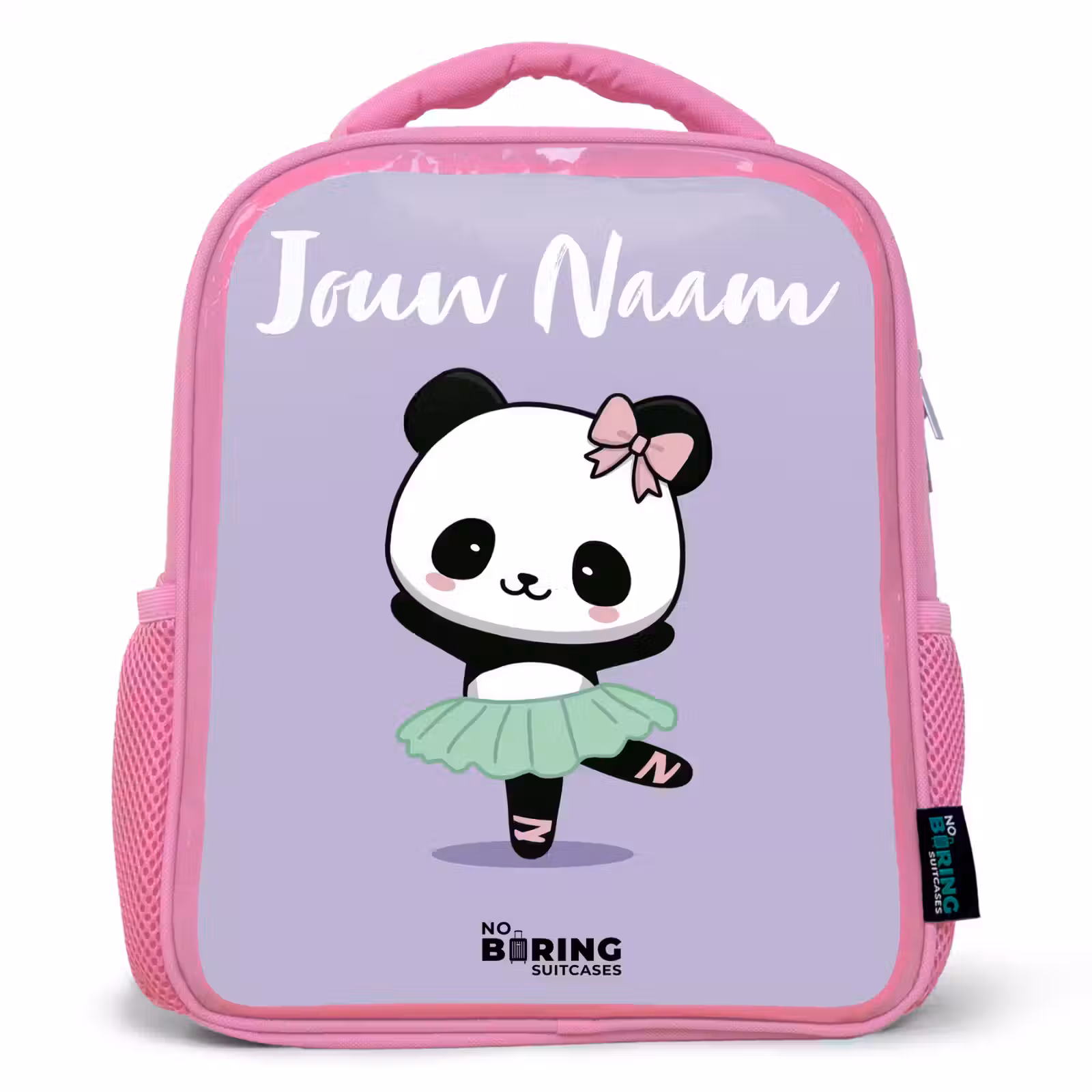 Kinderrugzak met naam - Roze - Kawai - Ballet - Panda — 1