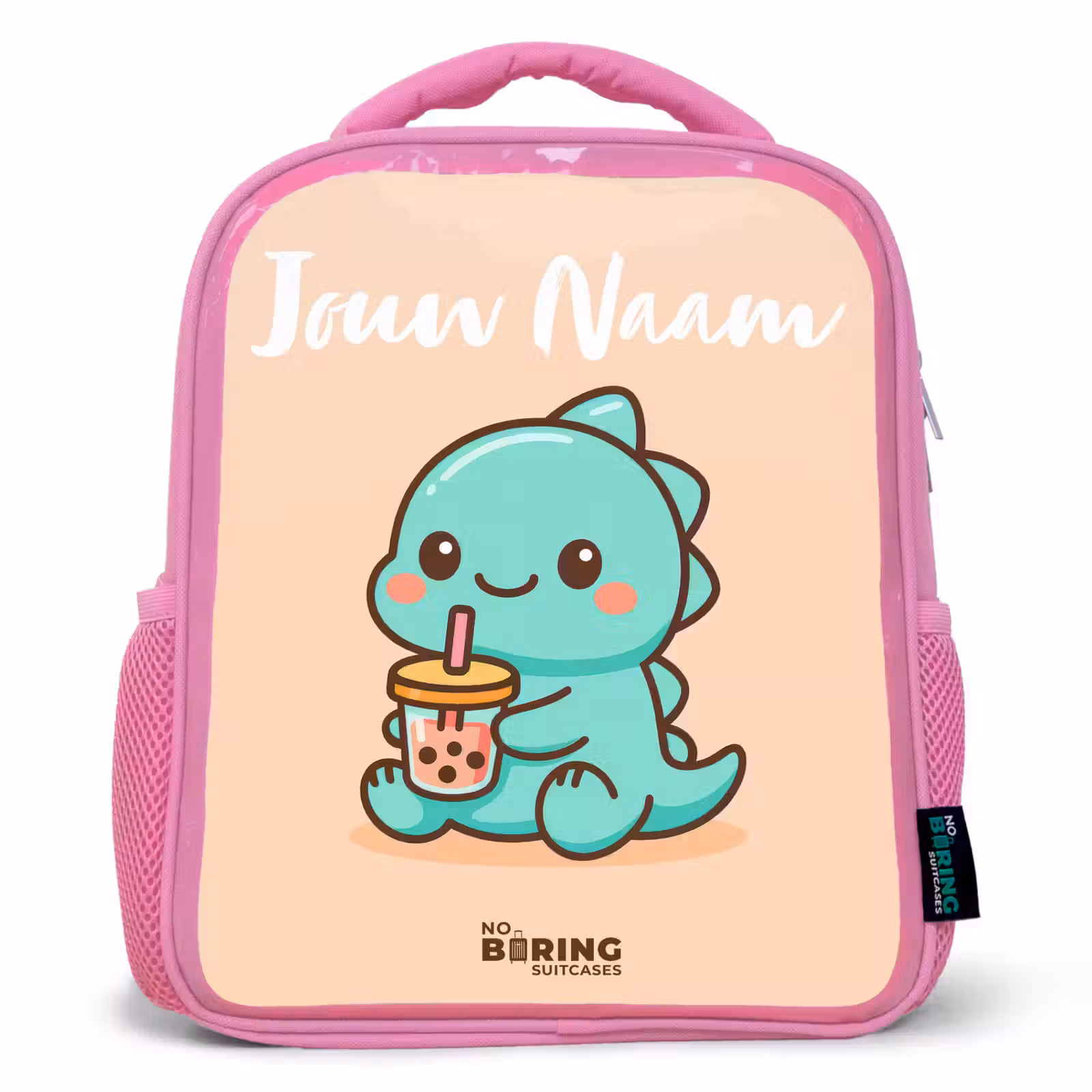 Kinderrugzak met naam - Roze - Kawai - Dino - Bubbletea — 1
