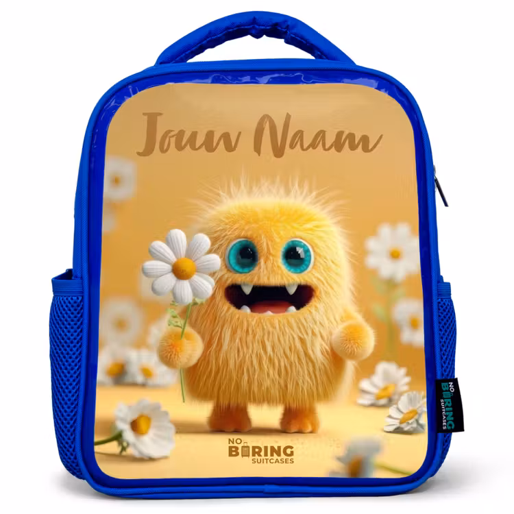 Kinderrugzak - Blauw - Monster - Wezen - Bloem - Geel — 1