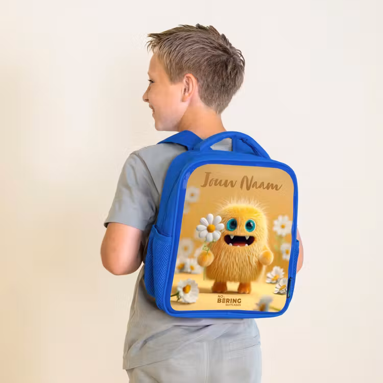 Kinderrugzak - Blauw - Monster - Wezen - Bloem - Geel — 3
