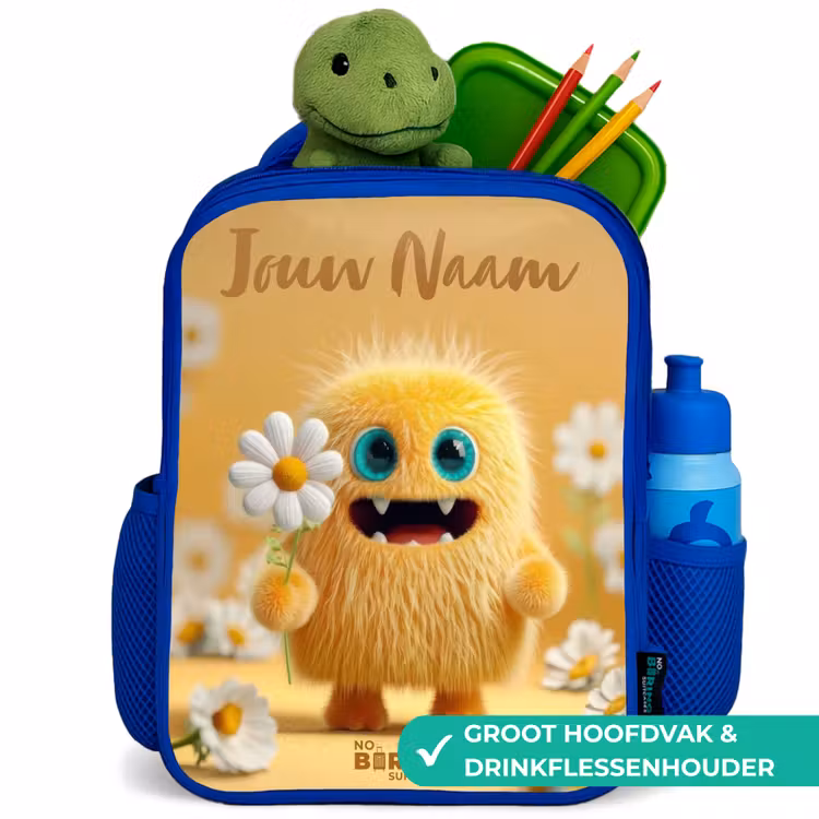 Kinderrugzak - Blauw - Monster - Wezen - Bloem - Geel — 5