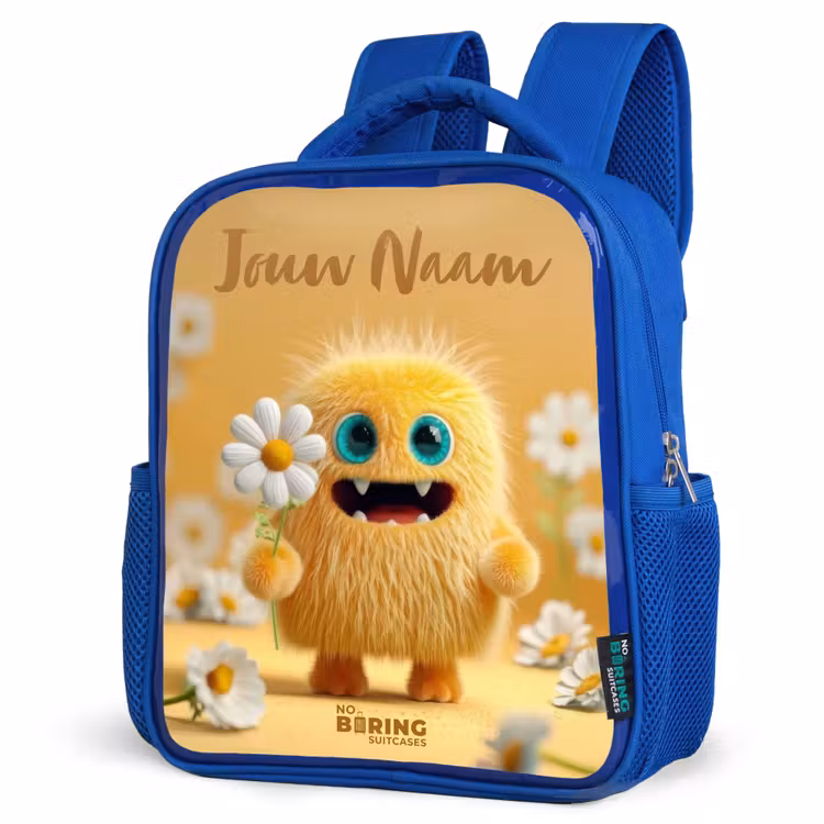 Kinderrugzak - Blauw - Monster - Wezen - Bloem - Geel — 9