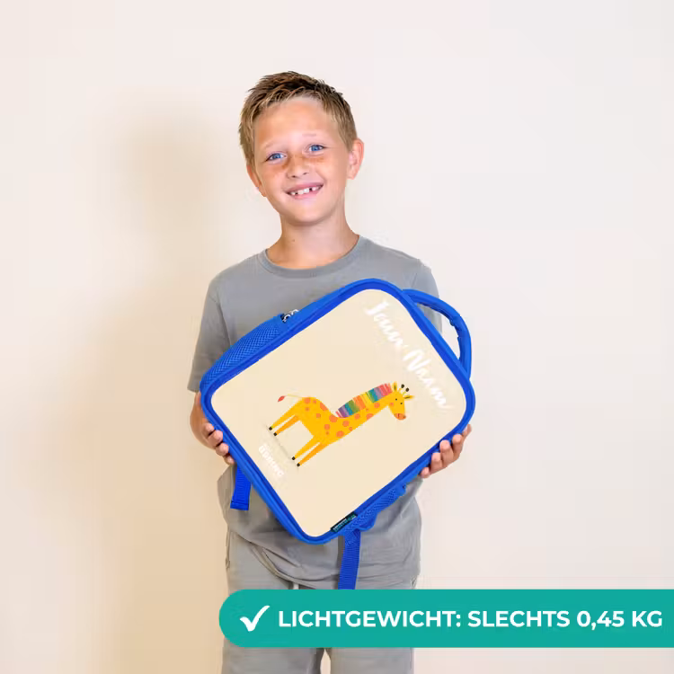 Kinderrugzak - Blauw - Giraffe - Dier - Kleurrijk — 2