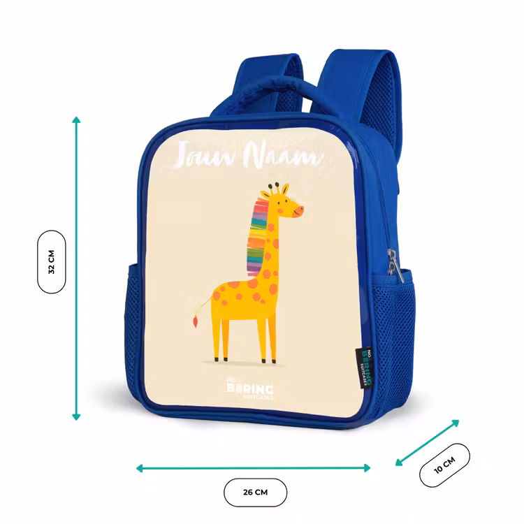 Kinderrugzak - Blauw - Giraffe - Dier - Kleurrijk — 6