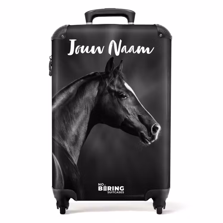 Koffer met naam - zwarte-hengst-in-profiel-paardenkracht — 1