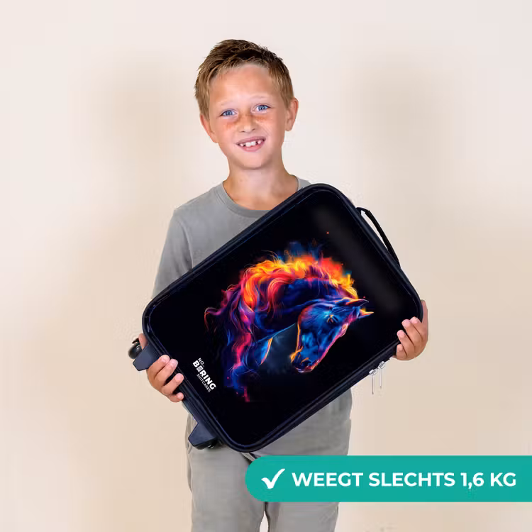 Kinderkoffer - Zijaanzicht van een paard met vurige manen — 2
