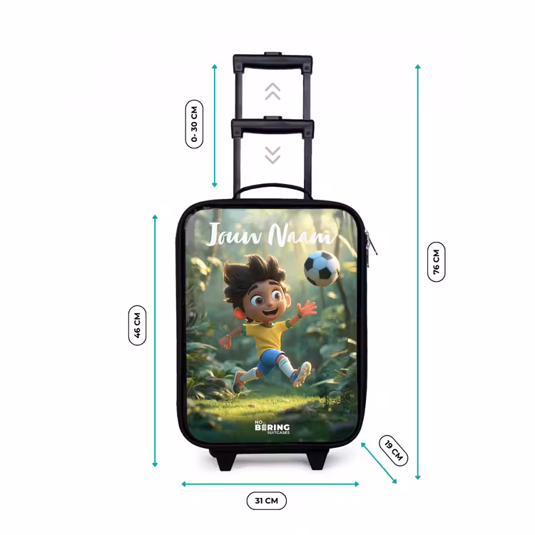 Kinderkoffer met naam - Zwart - Jongen - Voetbal - Bos - Bomen — 6