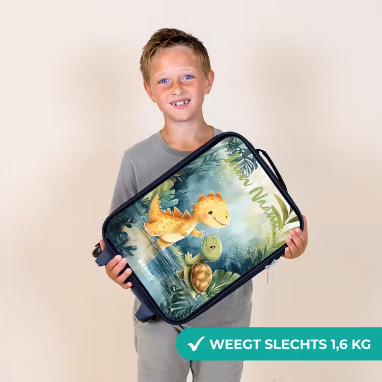 Kinderkoffer met naam - Zwart - Dino - Schildpad - Jungle — 2
