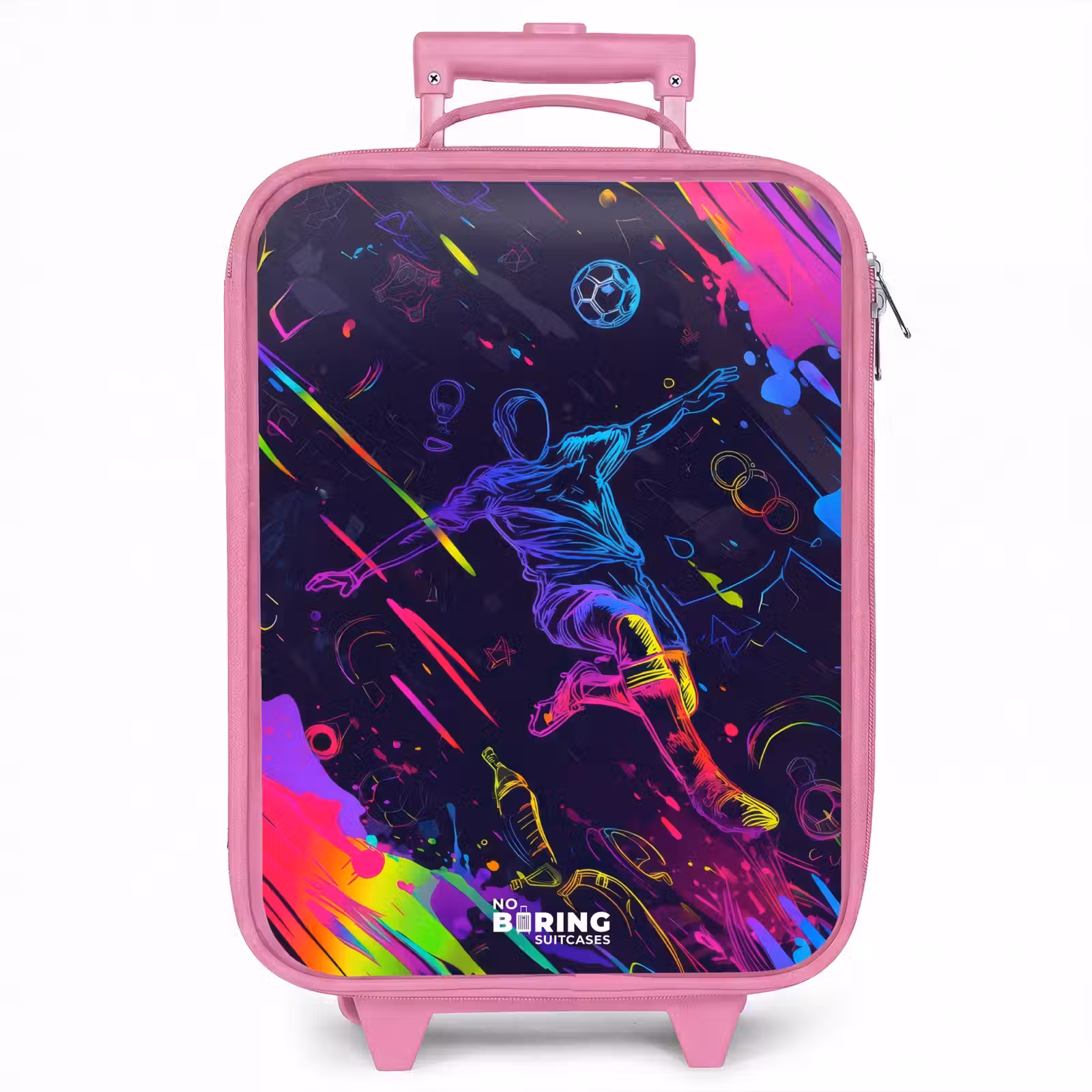 Kinderkoffer - Roze - Neon actievolle voetbalspeler — 1
