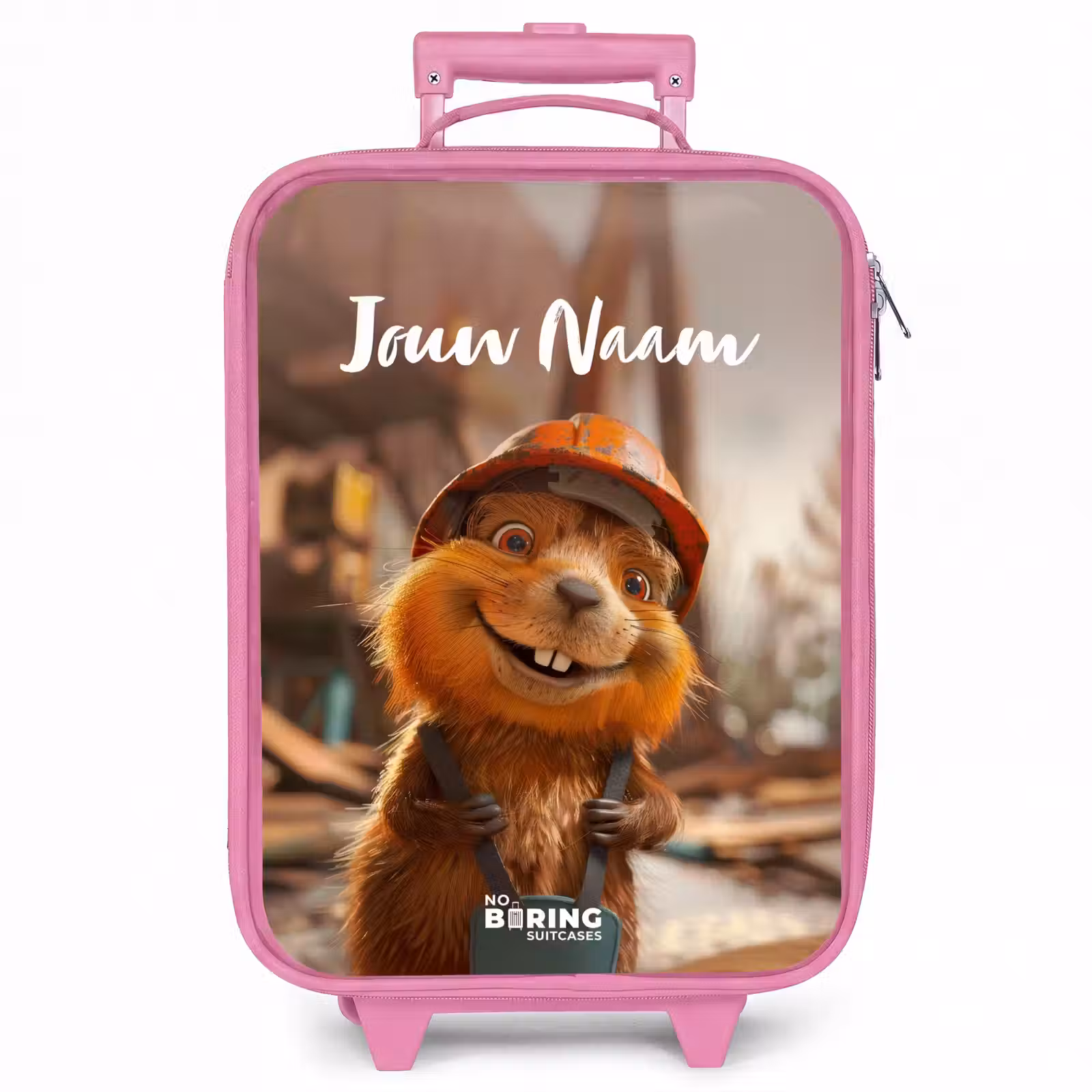 Kinderkoffer met naam - Roze - Bertus Bouwbever — 1