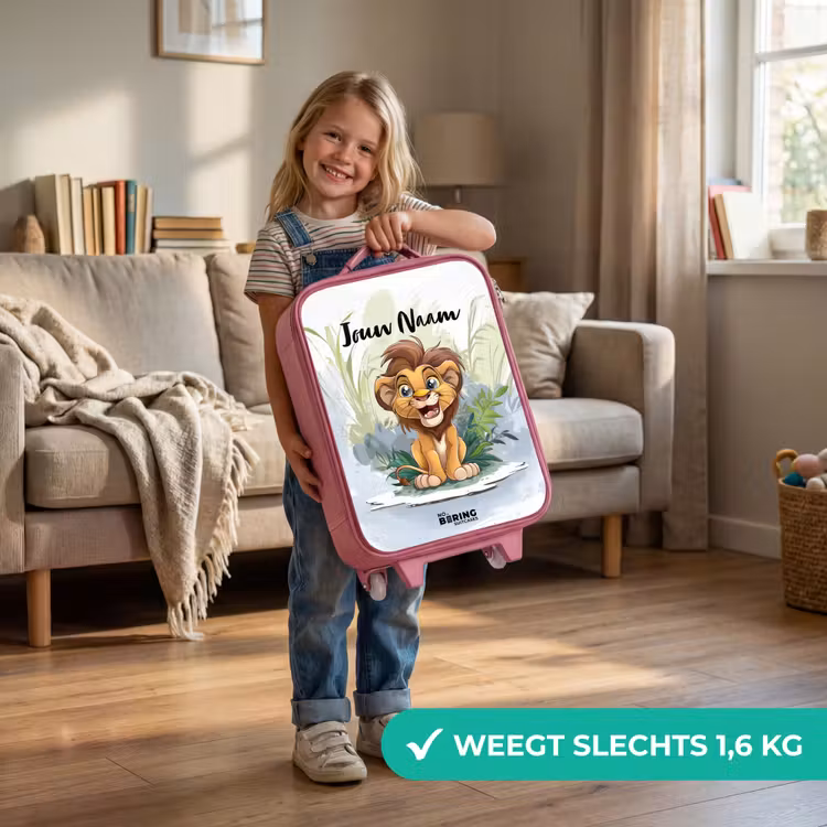 Kinderkoffer met naam - Roze - Lenny leeuwtje — 2