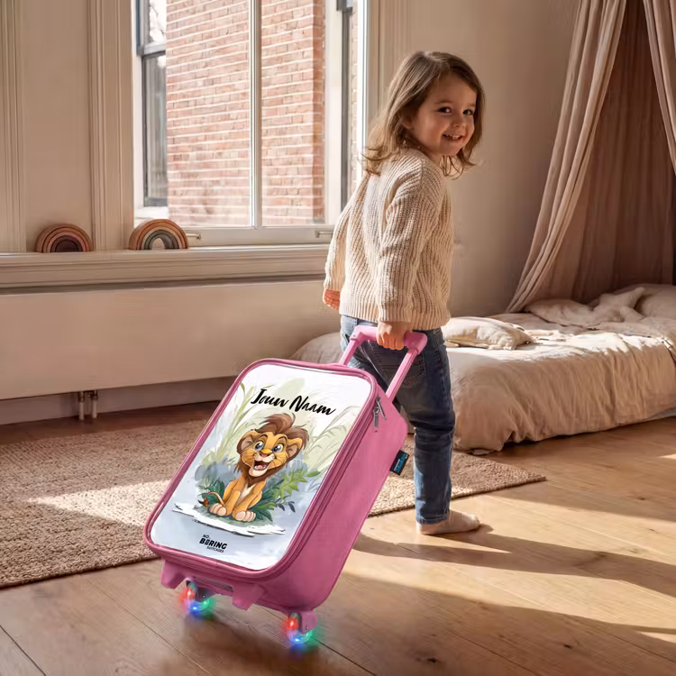 Kinderkoffer met naam - Roze - Lenny leeuwtje — 3