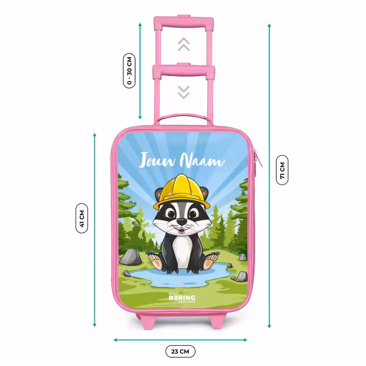 Kinderkoffer met naam - Roze - Wally werkbeer — 6