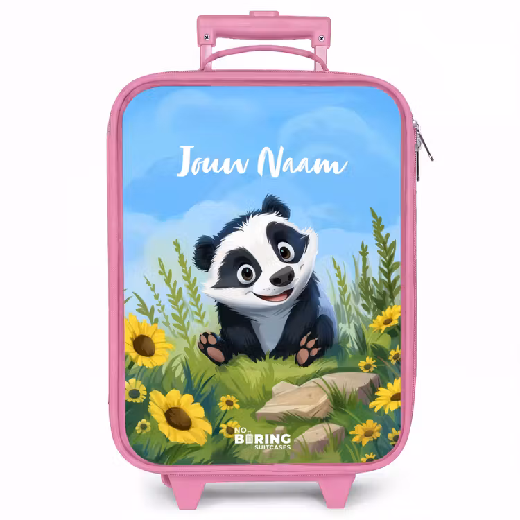 Kinderkoffer met naam - Roze - Willem wasbeer — 1