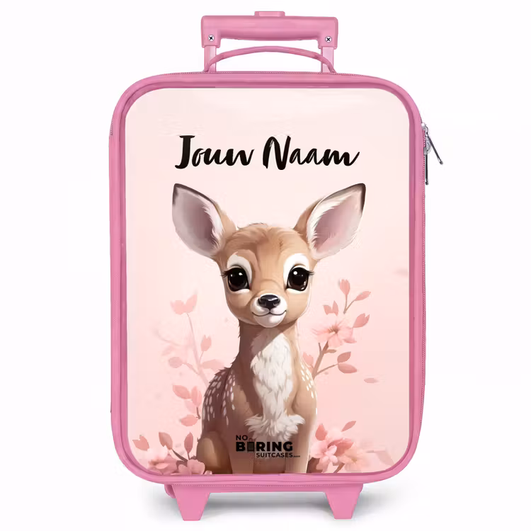 Kinderkoffer met naam - Roze - Hedwig hertje — 1