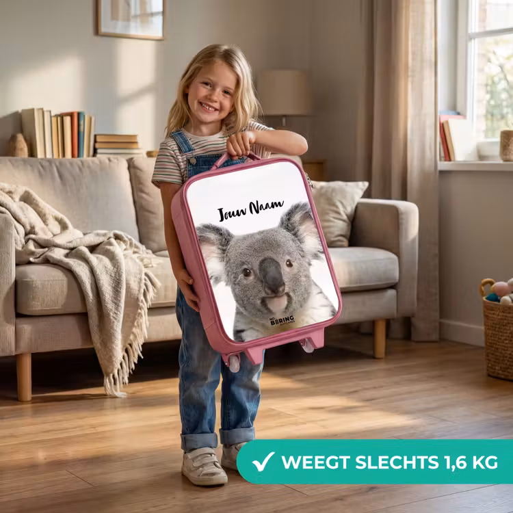 Kinderkoffer met naam - Roze - Schattige Koala Beer — 2