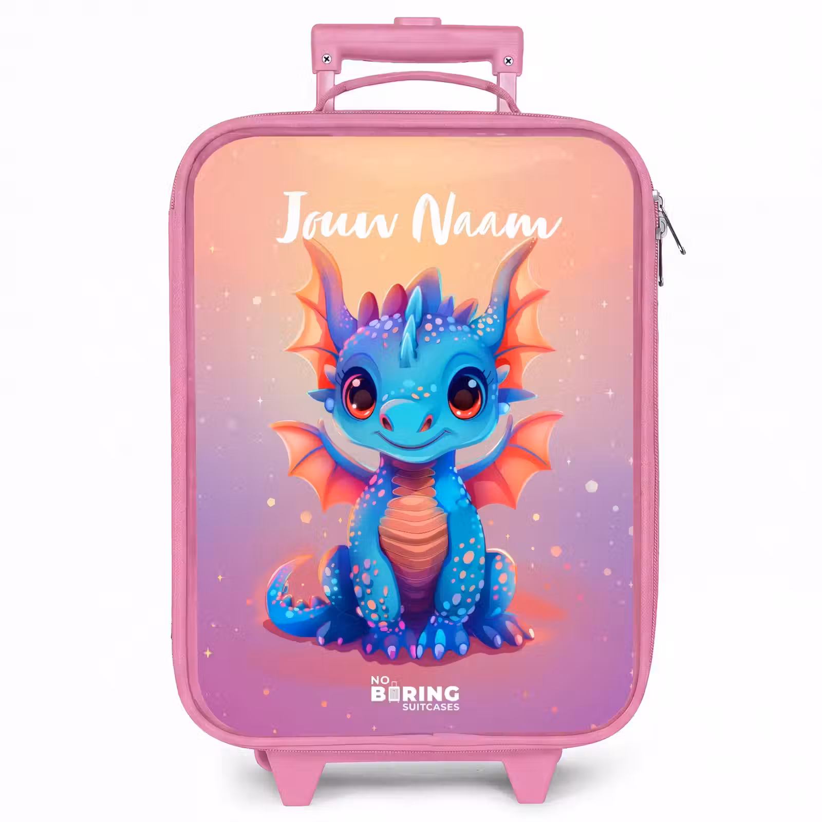 Kinderkoffer met naam - Roze - Schattige baby draak — 1
