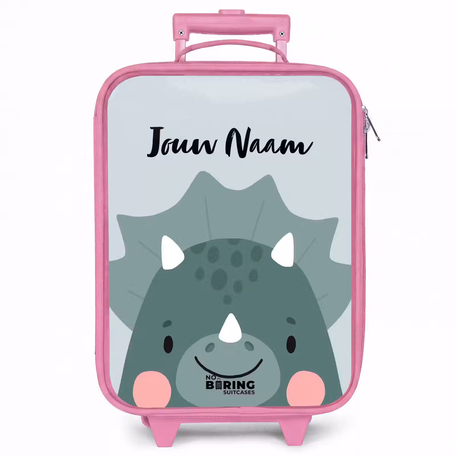 Kinderkoffer met naam - Roze - Tigo triceratops — 1