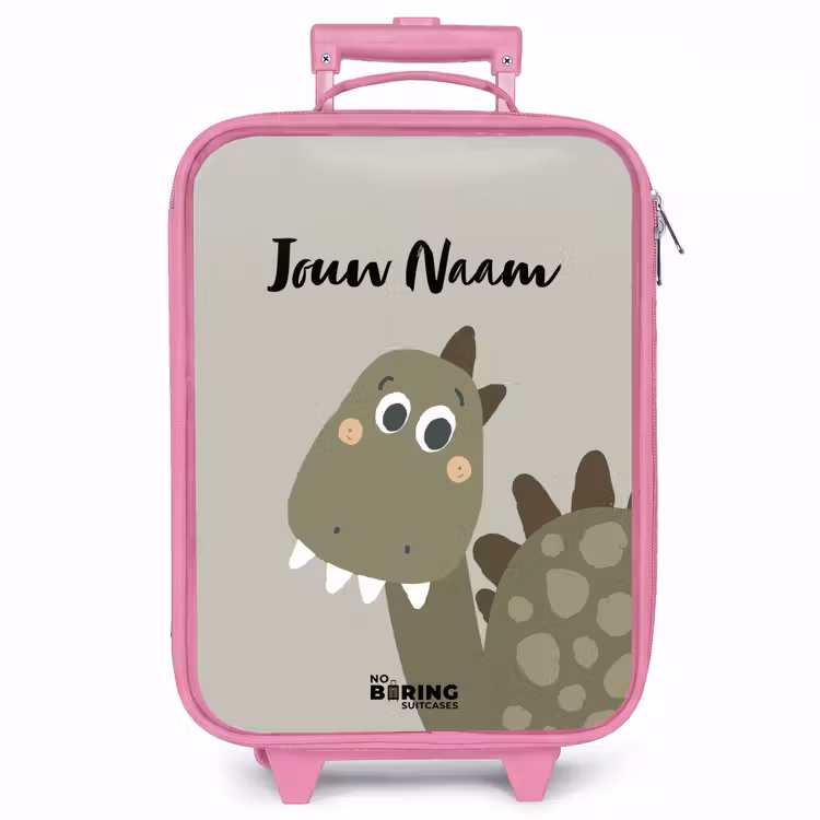 Kinderkoffer met naam - Roze - Danny dino — 1