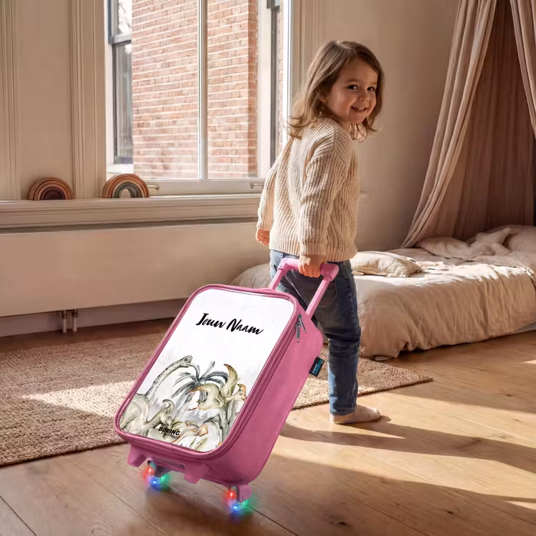 Kinderkoffer met naam - Roze - Dino Jungle — 3